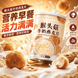 章吴记 猴头菇牛奶燕麦片500g*2罐
