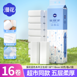 漫花 蓝色系列小卷纸家用实惠无芯卷纸厕纸柔软白色卫生纸800g/提
