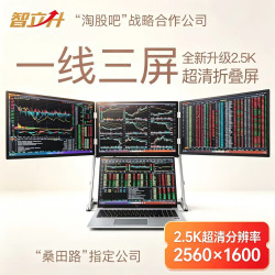 智立升 三屏便携显示器一线三屏笔记本副屏炒股票专用电脑办公扩展便携屏