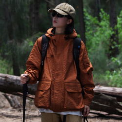 APAY 春秋三防冲锋外套男女款防油抗污登山服宽松工装连帽防水夹克