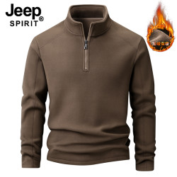 JEEP SPIRIT 奥粒绒外套男款抓绒衣德绒上衣加厚大码半开胸卫衣男