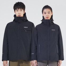 探路者 秋冬冲锋衣男女户外防水登山加厚三合一抓绒外套保暖冲锋衣