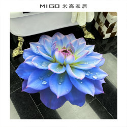 3D立体水滴蓝莲硅藻泥吸水垫浴室厨房卫生间防滑垫