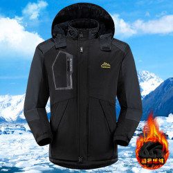J冲锋衣加绒男大码加厚冬季登山服户外棉衣保暖冲锋衣