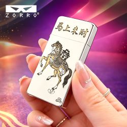 ZORRO 佐罗二代ZC5薄款冰面打火机加长定制防风情人节礼物网红爆款