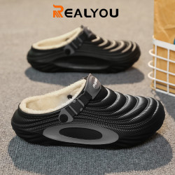 REALYOU/雷友2026春季新款保暖棉拖鞋男女同款加绒加厚保暖拖鞋男