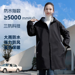 长袖连帽罩衣加绒保暖防风围裙防污耐脏男女同款可定制logo印字