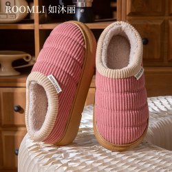 灯芯绒棉拖鞋女士2025新款爆款加绒加厚保暖锁温如沐丽居家秋冬季