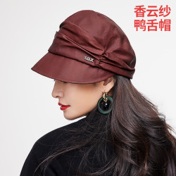 布塔 香云纱重磅桑蚕丝鸭舌帽防晒遮阳帽女款0624