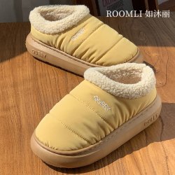 如沐丽居家秋冬季加绒加厚防水羽绒布材质女款2025新款爆款棉拖