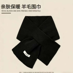 精品澳洲羊毛穿孔交叉围巾男女生秋冬季情百搭保暖纯色针织围脖