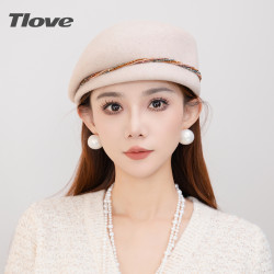 TLOVE 9538帽子女秋冬复古百搭时尚画家帽子秋冬季休闲韩版纯色毛呢帽
