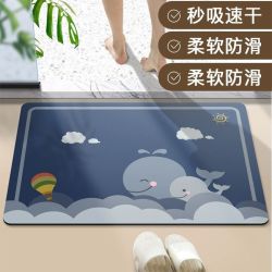 方形硅藻泥洗手间浴室脚垫家用厕所吸水防滑地垫速干吸水垫浴室垫
