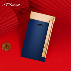 S.T.Dupont 法国都彭打火机SLIM7纤薄简约蓝金国风款防风27773