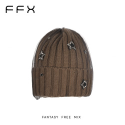 FFX 网纱帽子时尚潮流百搭气质毛线帽女针织黑色保暖