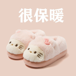 2025新款可爱冬季厚底防滑家居保暖加绒加厚软底居家女孩棉拖鞋