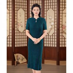 彩貂绒线 织「水滴领旗袍连衣裙」手工diy   非成品 拍2送工具+教程