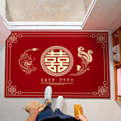 日禾盛唐 结婚地垫喜庆入户门脚垫门口婚房布置装饰新房女方喜字地毯用品