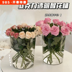 垃圾桶家用透明轻奢客厅卧室厨房卫生间办公室大纸篓亚克力醒花桶