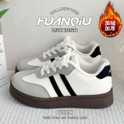 环球 百搭加绒加厚德训鞋女2025冬季新款泡芙阿甘休闲运动百搭板鞋