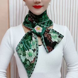 秋冬新款彩色花卉罗纹棉古韵耳朵巾围巾护颈花朵长巾印花保暖韩版