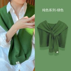 纯色针织小披肩女春秋外搭坎肩韩版百搭毛线女网红搭肩懒人交叉
