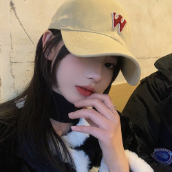 字母棒球帽女春夏季韩版显脸小深顶鸭舌帽日系大头围宽帽檐网红潮