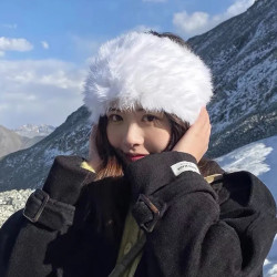 晴子stdio~超仙韩版兔毛发带女秋冬百搭外出帽子头箍网红复古发带