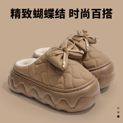 十一步 外穿增高防水棉拖鞋女秋冬季新款家居室内防滑厚底保暖棉拖