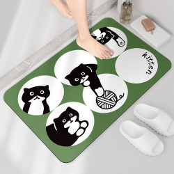 苹果星星黑猫软硅藻泥吸水地垫卫生间门口浴室防滑脚垫卡通速干