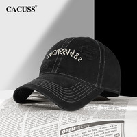 CACUSS 帽子复古品牌正版潮牌百搭棒球帽夏季黑色鸭舌帽BQ230658