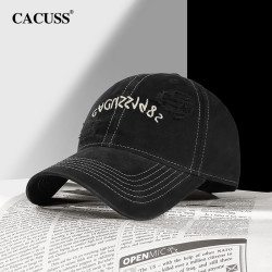 CACUSS 帽子复古品牌正版潮牌百搭棒球帽夏季黑色鸭舌帽BQ230658