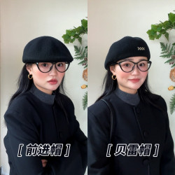 大脸必入！显脸小贝雷帽女秋冬新款复古英伦画家帽前进帽网红气质