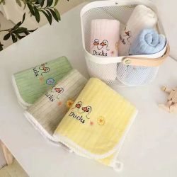 珊瑚绒可爱小天鹅家用儿童毛巾幼儿柔软吸水不掉毛童巾