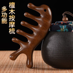 檀木经络按摩梳五齿按摩梳多功能经络梳防静电疏通防脱防静电家用
