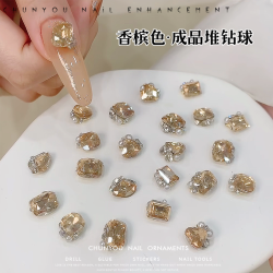 CY美甲饰品成品堆钻球肥方歪心桃心斧头香槟堆钻超闪多款选美甲钻