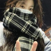 新款ins复古双面格子围巾韩系女冬季韩版保暖百搭学生网红围脖潮