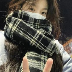 新款ins复古双面格子围巾韩系女冬季韩版保暖百搭学生网红围脖潮