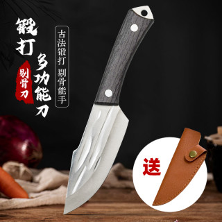 利磨坊 手工锻打锤纹吃肉小刀便携户外剔骨削皮野营露营锋利
