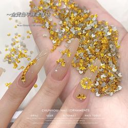 新款美甲平底钻小号金黄色麦芽钻平底钻超闪美甲钻指甲配饰指甲钻