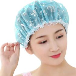 双层浴帽女防水洗澡成人头套加厚干发帽女儿童浴帽厨房油烟沐浴帽