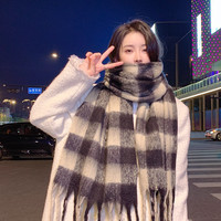新品爱豆同款格子韩版围巾女秋冬加厚保暖围脖学生百搭时尚围巾