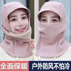 秋冬保暖加绒加厚骑车护颈围脖一体包头帽户外防寒帽冬天防风帽子