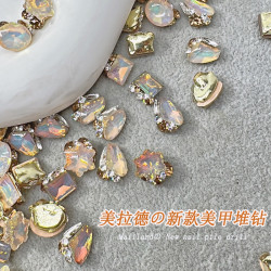 CY涩味摩卡秋冬美拉德堆钻球美甲饰品成品雪花冰糖斧头鸽子蛋堆钻
