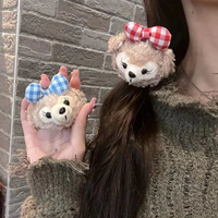 Mimmy甜美卡通达菲熊头绳可爱复古格纹卡哇伊发圈