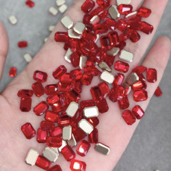 （20颗）美甲饰品网红新款新年红平底长八角美甲K9钻美甲贴5.5*8mm