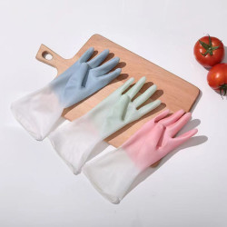 洗碗手套家务清洁洗衣服渐变色乳胶手套刷碗家用厨房