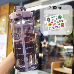 超大容量2000ml水杯新款夏季便携带吸管户外运动健身水壶