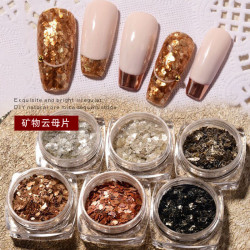 网红美甲饰品美甲云母片大理石片超薄日系矿石亮片指甲装饰