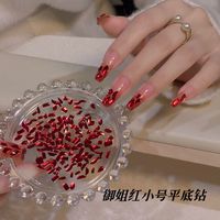 cy春柚美甲饰品网红新款小号御姐红平底钻美甲K9复古显白饰品